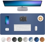 AFIING Leather Desk Mat Protector, Mouse Mat, Non-Slip PU Leather Desk Blotter, Laptop Desk Pad, Waterproof Desk Cover for Office and Home (60 x 35 cm, Grey Blue)