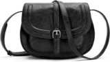 AFKOMST Crossbody Bag for Women Small Satchel and Shoulder Bag Vintage Saddle Handbags Vegan Leather Vegan Leather