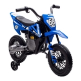 AIYAPLAY 12V Kids Electric Motorbike with Training Wheels, Blue