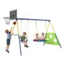 AIYAPLAY 4-in-1 Kids Swing Set with Swing, Basketball Hoop, Football Goal