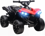 AIYAPLAY 6V Electric Ride on Car, Kids ATV 4 Wheeler with Music and LED Headlights, Indoor Outdoor Toy Car for Ages 3-6 Years Boys and Girls, Red
