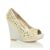 AJVANI High Wedge Heel Embellished Gem White Court Shoes