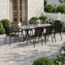 ALAULM Stackable Garden Chairs Set, All-Weather Outdoor Dining Set with High Back & Armrests,Breathable Textilene & Steel Frame for Patio, Balcony, Poolside (BLACK, Set of 8)