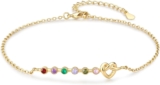 ALBERTBAND Birthstone Anklet For Women Adjustable Heart Anklet Bracelet Double Simulated Birthstone Ankle Chain Personalised Gift For Wife Girlfriend Mum Daughter Sister