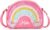 ALBERTBAND Personalised Kids Crossbody Bag with Name Rainbow Shoulder Bag for Girls PU Leather Children Handbagng Adjustable Strap Kids Purse Birthday Christmas Back to School Gift