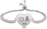 ALBERTBAND Personalised Photo Bracelet for Women Men Custom Heart Bracelet with Name Stainless Steel Adjustable Memorial Bracelets Gift for Grandma Grandpa Mum Dad