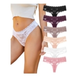 ALL of SHE Lace Thongs for Women Sexy Breathable Lace Thong Panties 6 Pack