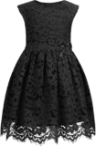 ALLOVIN Girls & Toddlers Spring Graduation Sleeveless A-Line Lace Party Dress Flower Girl Dress with Beaded Bowknot 2-12Y