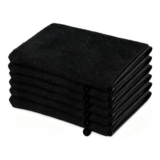 AMFUN 6-Pack Microfiber Body Wash Mitts, Soft Reusable Gloves, Black
