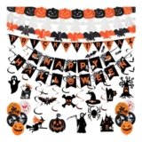 AMLOOPH Halloween Decorations Indoor Set – Happy Halloween Banner & Bunting