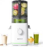AMZCHEF Cold Press Juicer, Slow Masticating Juicer with 160mm Wide Feed Chute & 2.5L Large Hopper, 3-IN-1 Juicer Machines for Juice, Nut Milk and Sorbet, Quiet Motor, High Juice Yield, Easy to Clean