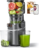 AMZCHEF Cold Press Juicer with 165mm Large Feed Chute, Slow Masticating Juicer for Whole Fruits & Vegetables, Triple Filter, Copper Motor, High Juice Yield, Easy to Clean, Grey