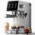 AMZCHEF Espresso Coffee Machines with 20 Bar Pressure, Self-Cleaning & Memory Function, LED Touch Screen, Compact Coffee Machine with Milk Frother for Home, Metallic Silver