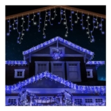 ANSIO 500 LED Icicle Lights, 17.4m, Blue & White, Timer