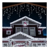 ANSIO 760 LED Icicle Outdoor Christmas Lights, 26m, White, Timer