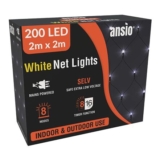 ANSIO Net Lights Outdoor 200-LED 2x2m Cool White with Timer