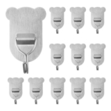 AOMEES Adhesive Hooks Set, 12-Pack, No-Drill Wall Hooks