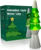 AONESY Liquid Motion Lamp 35cm Green Liquid & White Wax Table Lamp with Bulb, Black or Silver Base, Festive Night Light for Adults & Kids