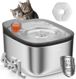 APETDOLA Cat Fountain Stainless Steel, Ultra-Quiet 4.5 L Automatic Pet Water Fountain, Dog Water Dispenser with Visual Coloured Water Level Float for Cats Inside, Dishwasher Safe-FS0010BK