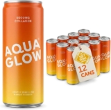 AQUA GLOW Sparkling Collagen Drink – 5000mg VERISOL Bovine Collagen Peptides – Liquid Collagen for Women – Biotin, Zinc, Vitamins C & B Complex – Low Sugar 250ml (Pack of 12) Mango Passion