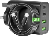 ARCCRA 65W USB C Charger, 4-Port GaN Super Fast Charging, 2M Cable Multi PD/PPS – Black – Sold by GM-ARCCRA FBA