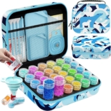 ARTDOT 5D Diamond Art Storage Boxes with 30 Slots, 71pcs Diamond Painting Accessories and Tools Kits with Pens for Adults(Blue)