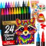 ARTISTRO Acrylic Paint Markers for Fabric, Rock, Wood, Glass, Craft – 24 Quick Dry Dual-Tip Fabric Paint Pens for Halloween Decorations – Pumpkin Painting Kit, Art Supplies, Christmas Gift
