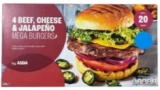 ASDA 4 Beef, Cheese & Jalapeño or Smoky Onion Mega Burgers 680g