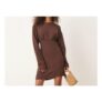 ASOS DESIGN Linen Blend Cocoon Sleeve Mini Dress in Chocolate