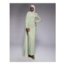 ASOS DESIGN Long Sleeve with Drape Detail and Ruching Maxi Dress in Sage