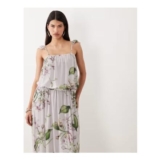 ASOS DESIGN Mesh Bubble Floral Print Maxi Dress