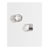 ASOS DESIGN Mini Hoops Earrings with Weave Design in Silver Tone