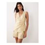 ASOS DESIGN Wrap Front Playsuit in Parsnip
