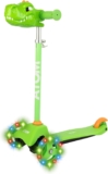 ATOM Light Up Mini Cruiser Scooter with Light-Up Wheels Adjustable Height Handles Childrens 3-Wheeled Balance Kick Ride-On Suitable for Ages 2