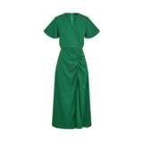 AX Paris Green Ruched Split Leg Midi Dress