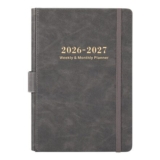 Academic Diary 2026-2027 A5 Week-to-View Grey Leather Cover