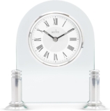 Acctim Bewdley Mantel Clock Quartz Polished Metal & Glass Luminous Hands Floating Effect Silver/White