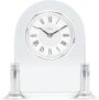 Acctim Bewdley Mantel Clock Quartz Polished Metal & Glass Luminous Hands Floating Effect Silver/White