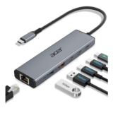 Acer 6-in-1 USB-C Hub, Aluminum, 10Gbps, 100W PD, Gigabit Ethernet
