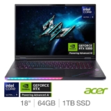 Acer Predator Helios 18 AI, Intel Core Ultra 9 275HX, 64GB RAM, 1TB SSD NVIDIA GeForce RTX 5090, 18 Inch Gaming Laptop, NH.QVWEK.005