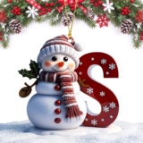 Acrylic Snowman Letter Ornaments, Personalised Christmas Tree Decoration, S