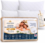 Adam Home Quilted Pillow Protectors 4 Pack (50 x 75 CM) – Soft Poly Cotton Zippered Pillow Cases Durable, Breathable & Comfortable.