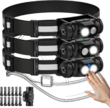 AdamStar Rechargeable Head Torch 3Packs, Detachable Waterproof Handheld Torches Led with Lightweight Reflective Strip Design, 4 Modes, Magnetic Base, Motion Sensor for Kids Adults Emergency, Hard Hat