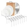 Adjustable Kitchen Plate Organizer and Pan Lid Rack for Cupboard