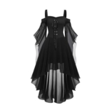 Adult Witch Costume Dress XL Black, Victorian Corset Halloween