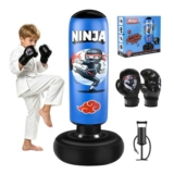 Aerilyo Ninja Punching Bag for Kids, 66-Inch Set with Gloves