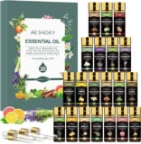 Aeshory Essential Oils Set 20×5 ML -100% Natural Fragrance Oils Diffuser for Home, Humidifier,Aromatherapy, Massage, Scented Candle, Perfume, Soap and Bath Bombs Making