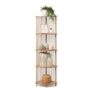 Afuly Corner Bookcase, 5-Tier White Oak Shelf Unit