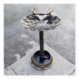 Aggloz Ornate Resin Bird Bath with Planter – Rustic Bronze Effect
