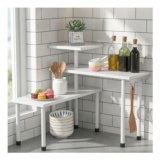 Aichilra 3-Tier Kitchen Corner Shelf Organiser Wood and Metal White